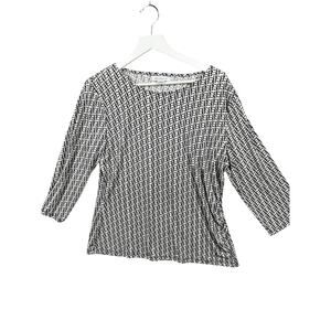 Liz Claiborne Womens Top‎ Sweater Sz XL scoop neck woven 3/4 sleeves